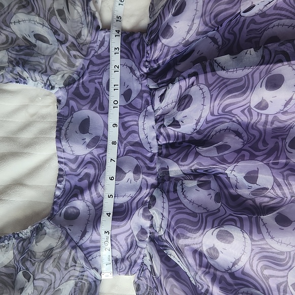 Disney Halloween, Jack Skellington, Youth Girl Purple Sheer Puff Sleeve Dress - Picture 6 of 8